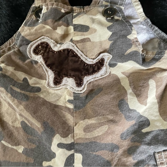 Cach Cach Brown Tan Camo Shortalls Dinosaur size 24 months 2T - Picture 2 of 6